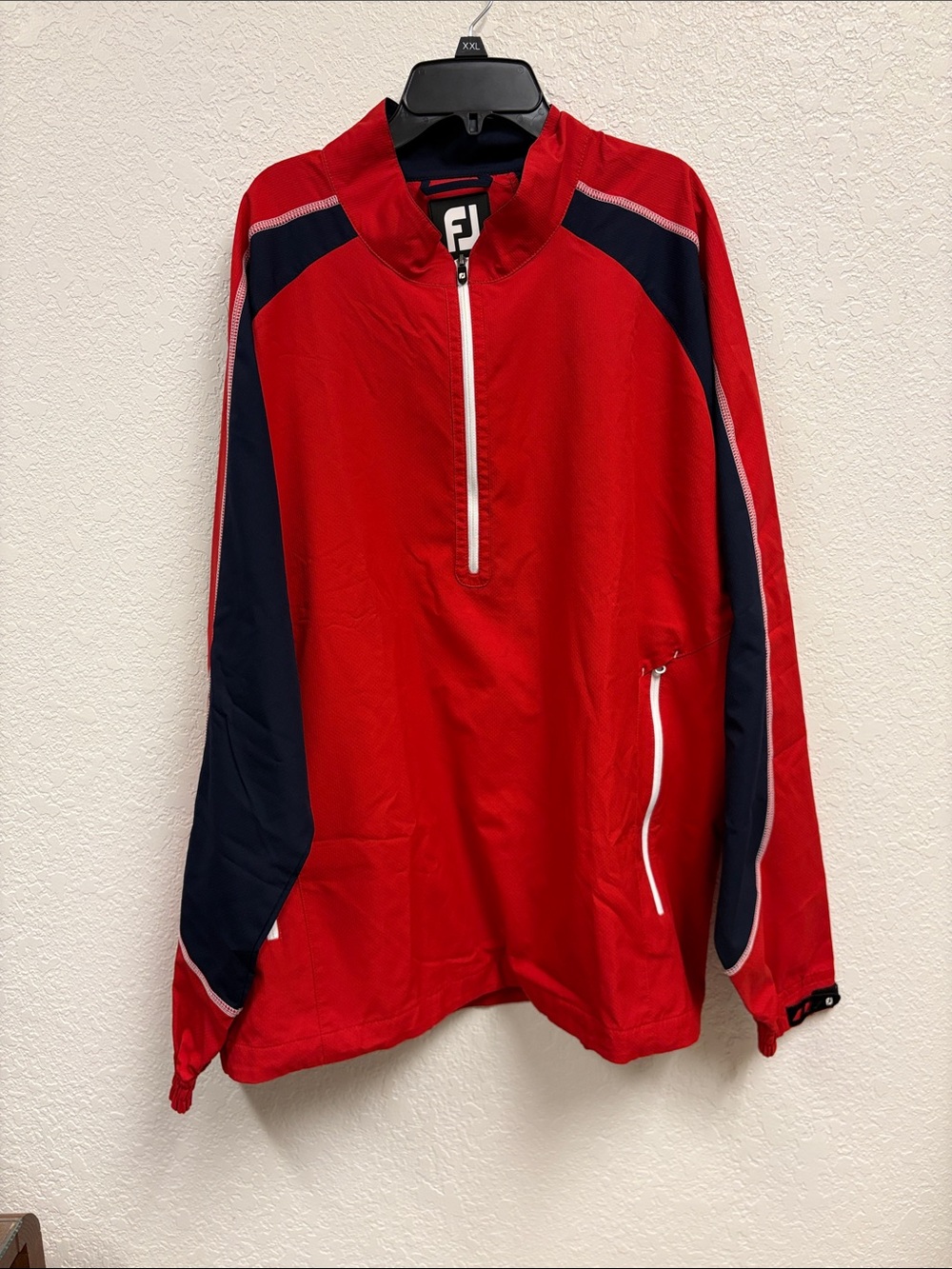 FootJoy Red and Navy Performance Half-Zip Pullover